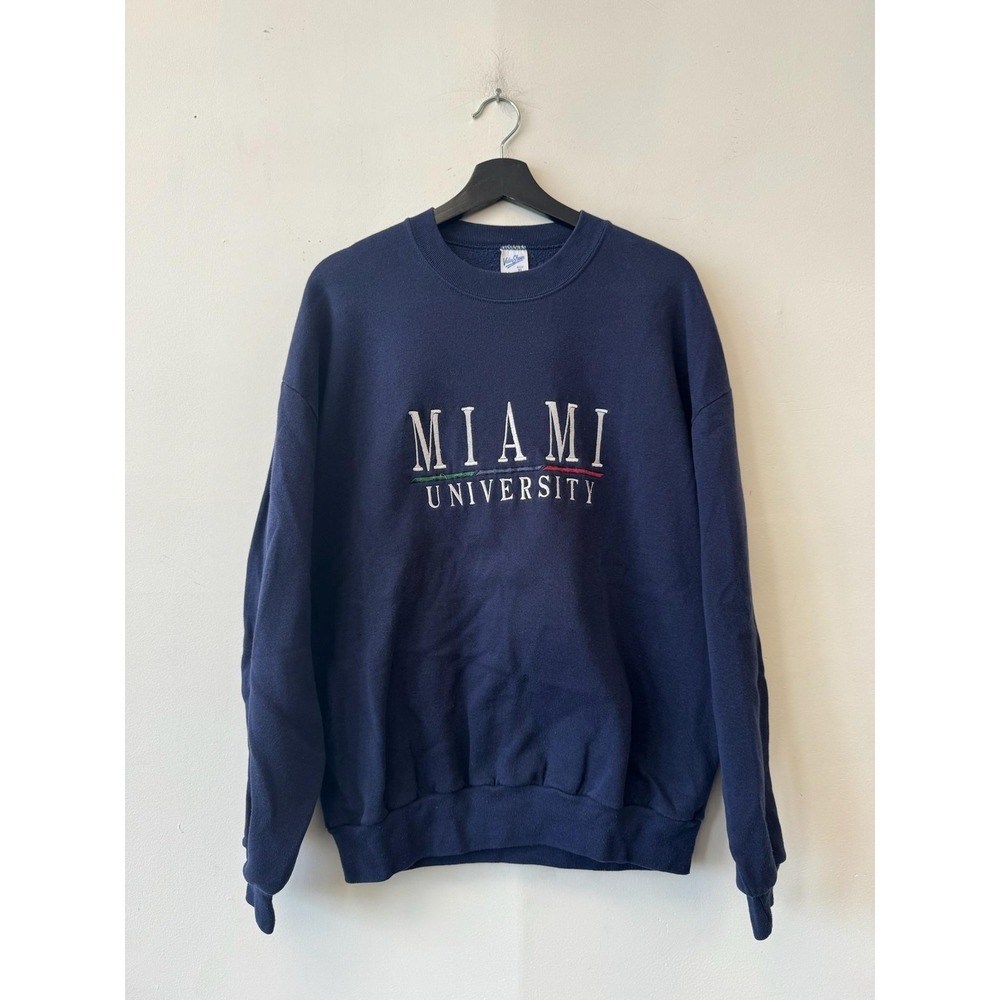 Vintage Miami University Sweatshirt Mens Large Blue NCAA Velva‎ Sheen USA 90s